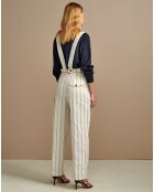 Pantalon à bretelles en Lin mélangé Lorinc écru
