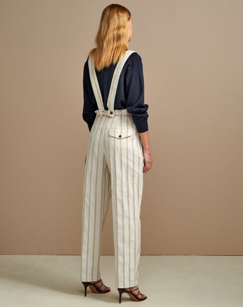 Lorinc ecrufarbene Latzhose aus Leinengemisch