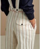 Pantalon à bretelles en Lin mélangé Lorinc écru