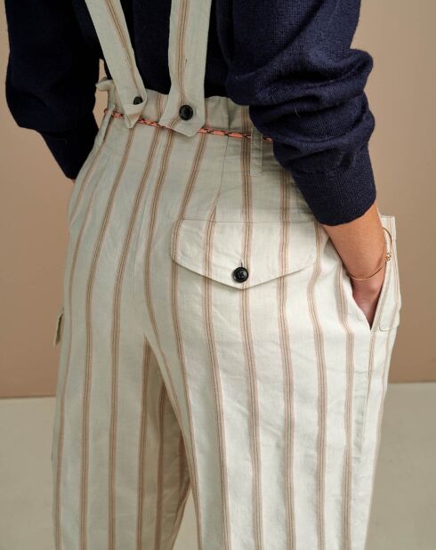 Pantalon à bretelles en Lin mélangé Lorinc écru