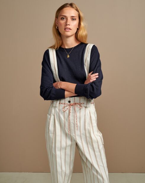 Lorinc ecrufarbene Latzhose aus Leinengemisch