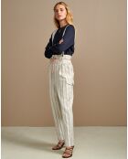 Pantalon à bretelles en Lin mélangé Lorinc écru
