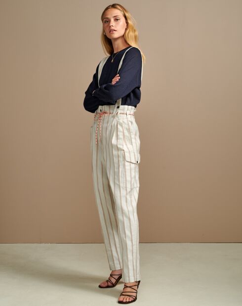 Pantalon à bretelles en Lin mélangé Lorinc écru