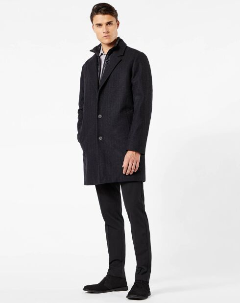 Manteau avec doudoune Top noir/gris