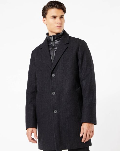 Manteau avec doudoune Top noir/gris