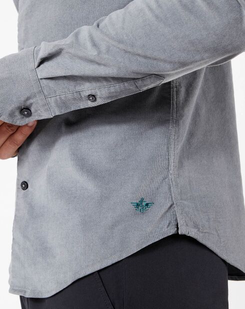 Chemise Alpha Spread Collar Velours grise