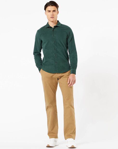 Chemise Alpha Spread Collar Velours vert foncé