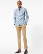 Chemise Stretch Oxford à fleurs bleue