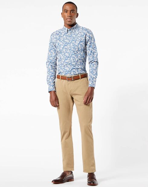 Chemise Stretch Oxford à fleurs bleue