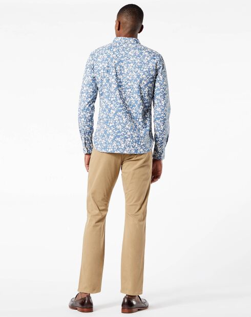 Chemise Stretch Oxford à fleurs bleue