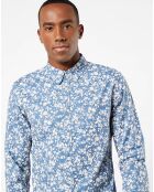 Chemise Stretch Oxford à fleurs bleue