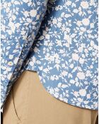 Chemise Stretch Oxford à fleurs bleue