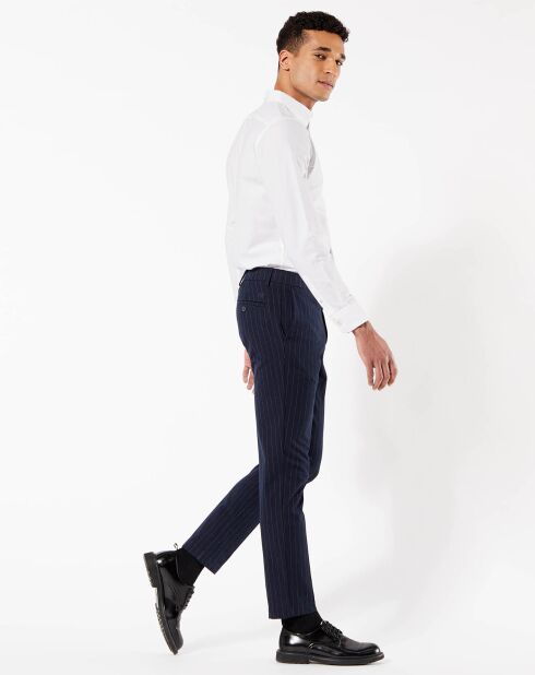 Pantalon Smart 360 Flex Trouser Slim Fit à rayures bleu foncé