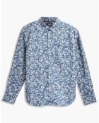 Chemise Stretch Oxford à fleurs bleue
