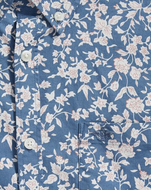 Chemise Stretch Oxford à fleurs bleue
