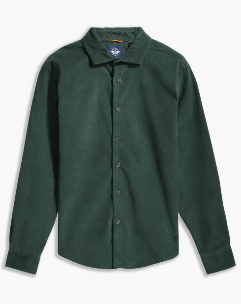 Chemise Alpha Spread Collar Velours vert foncé