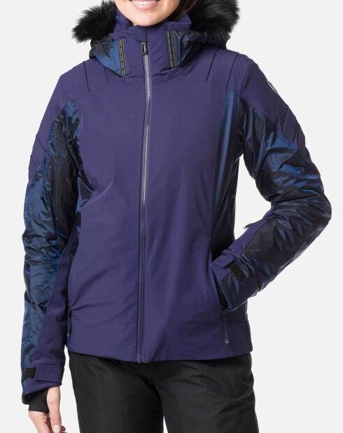 Veste de ski Aile fausse fourrure bleu foncé