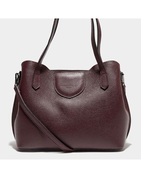 Sac porté épaule en Cuir Rama bordeaux - 29.5x24x13 cm