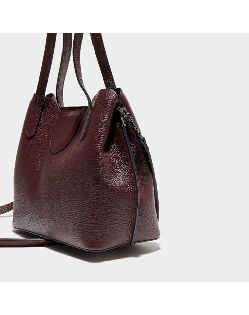 Sac porté épaule en Cuir Rama bordeaux - 29.5x24x13 cm