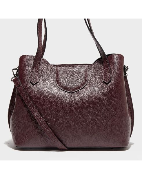 Sac porté épaule en Cuir Rama bordeaux - 29.5x24x13 cm