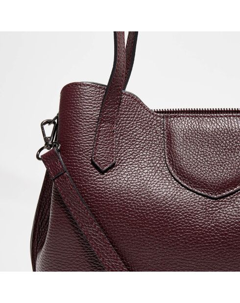 Sac porté épaule en Cuir Rama bordeaux - 29.5x24x13 cm