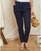 Pantalon 100% Lin Provence marine
