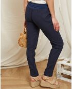 Pantalon 100% Lin Provence marine