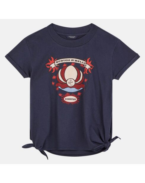 Marineblaues T-Shirt mit Schleifen