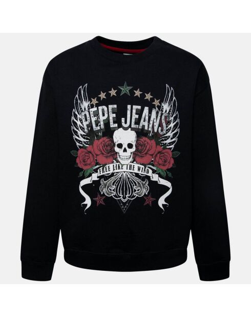 Sweat en Coton motif tête de mort noir