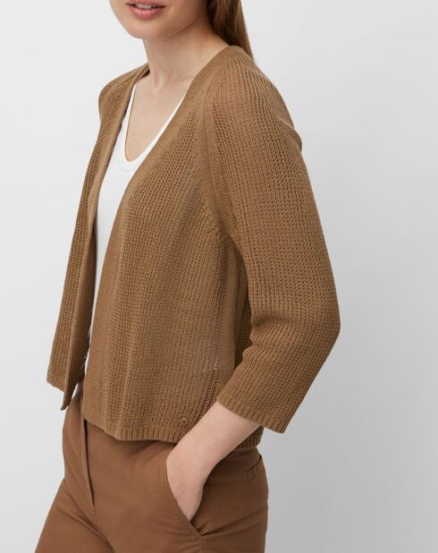 Gilet court en Maille marron