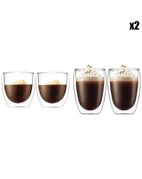 8 Verres double paroi Pavina transparents - 0.25 L/0.35 L