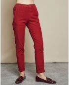 Pantalon aspect Velours Paolo rouge