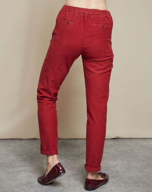 Pantalon aspect Velours Paolo rouge