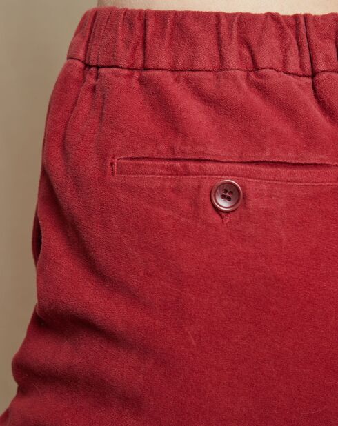 Pantalon aspect Velours Paolo rouge