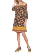 Robe Tissée noir/jaune