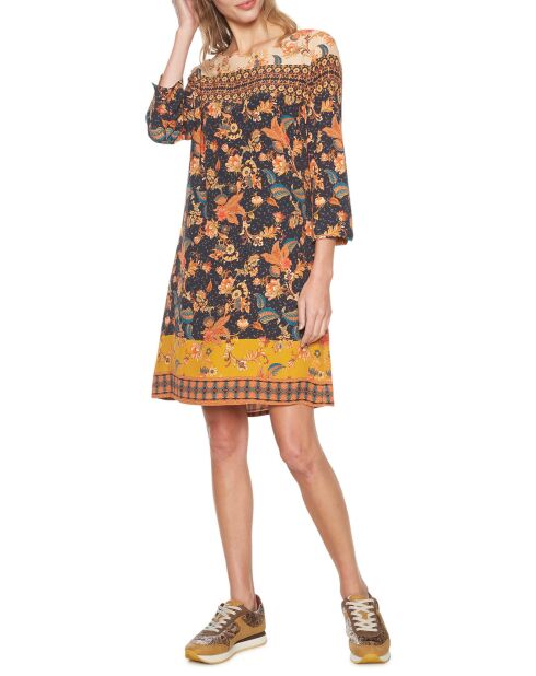 Robe Tissée noir/jaune