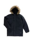 Parka longue à capuche doublure polaire noire