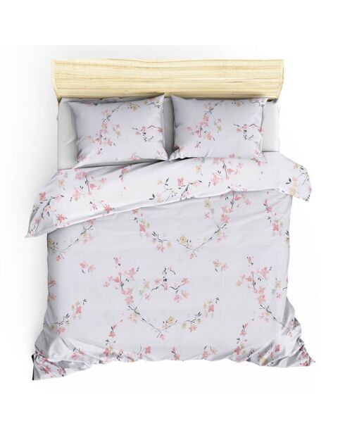 Parure housse de couette Jasmine blanc/saumon