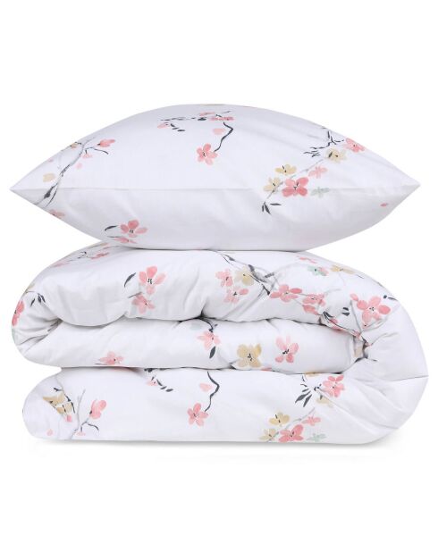 Parure housse de couette Jasmine blanc/saumon