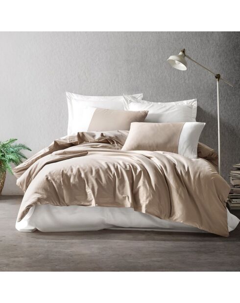 Parure housse de couette Plain vison/crème