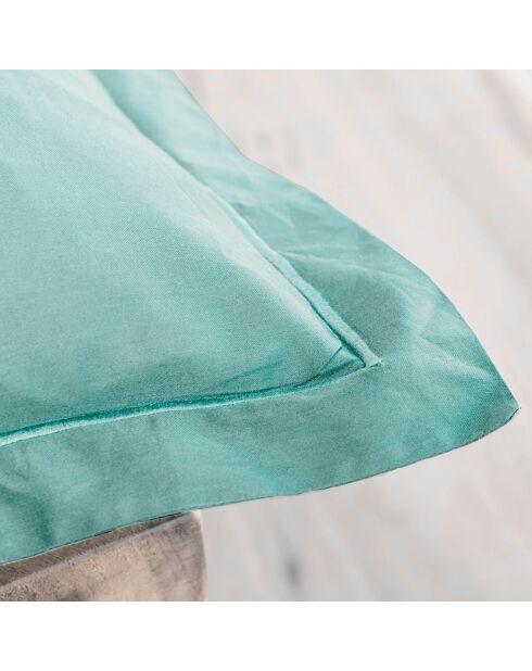 2 Taies d'oreiller 100% Satin de Coton Julia aqua