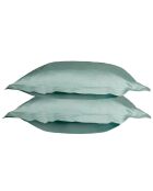 2 Taies d'oreiller 100% Satin de Coton Julia aqua