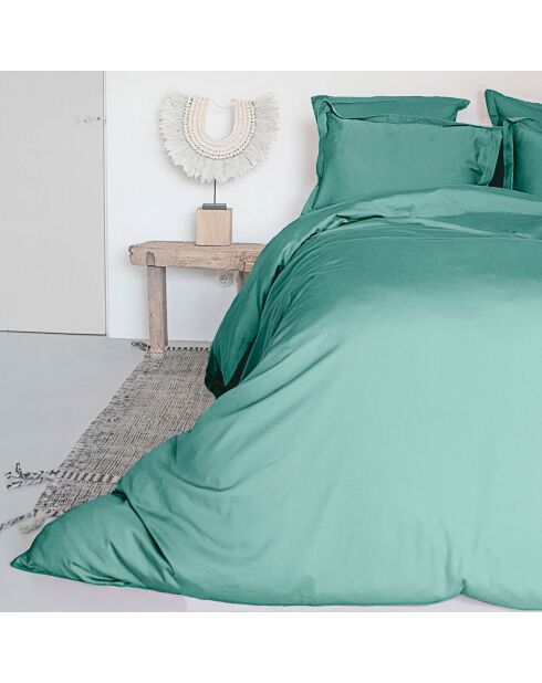 2 Taies d'oreiller 100% Satin de Coton Julia aqua