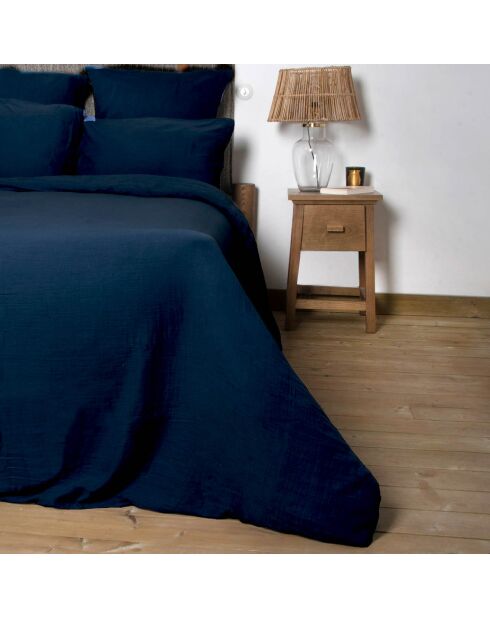 Housse de couette 100% Gaze de Coton Clara bleu nuit