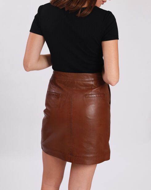 Jupe en Cuir Baja cognac
