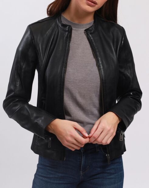 Blouson Biker en Cuir Balsane noir