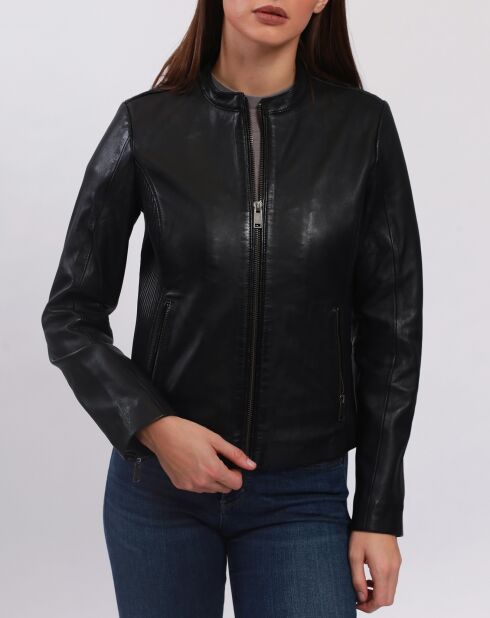 Blouson Biker en Cuir Balsane noir