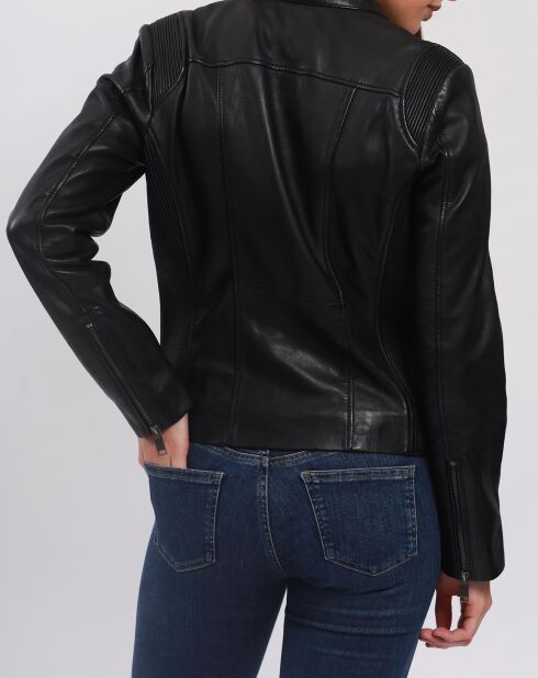 Blouson Biker en Cuir Balsane noir