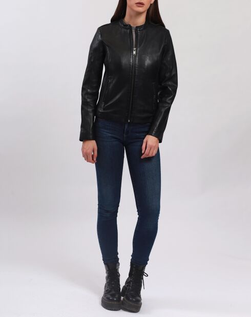 Blouson Biker en Cuir Balsane noir