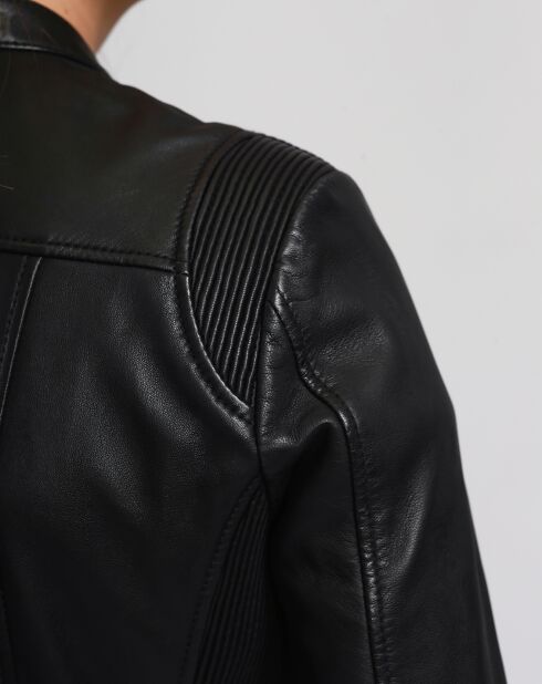 Blouson Biker en Cuir Balsane noir